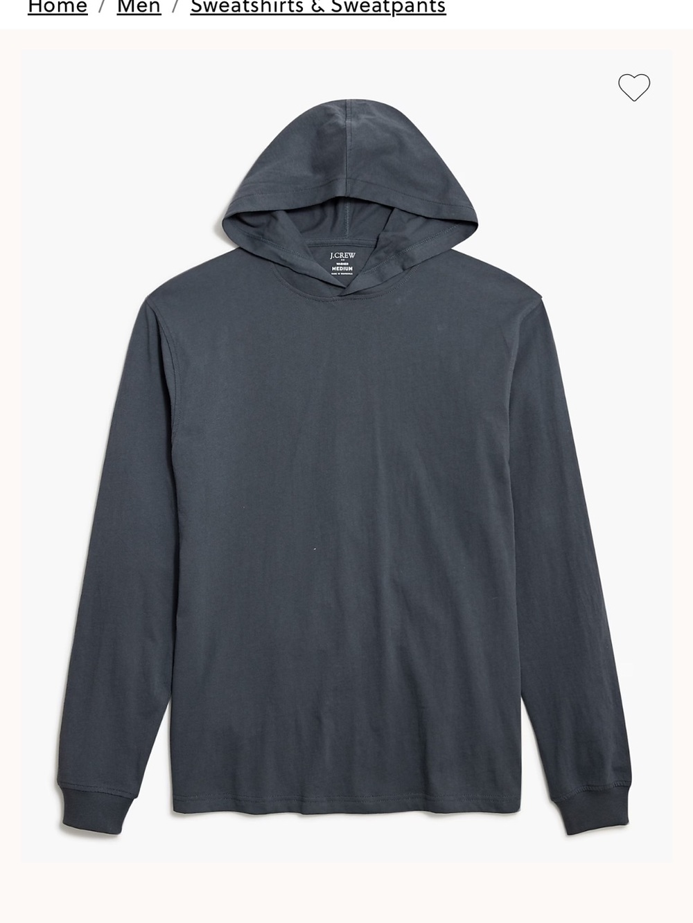 J. Crew Men’s Hooded Long-Sleeve Shirt — Charcoal